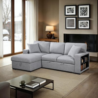 Darrielle  92"W Sectional Sofa Sleeper with Left Chaise with Charging Ports by Latitude Run