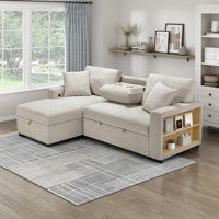 Darrielle  92"W Sectional Sofa Sleeper with Left Chaise with Charging Ports by Latitude Run