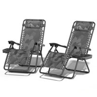 2 -Piece Folding Zero Gravity Chair Beach Sunshade Recliner by Arlmont & Co.