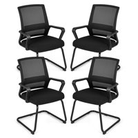 Inbox Zero 4 Pcs Office Guest Chair With Lumbar Support, Breathable Mesh Back Without Wheels Black
