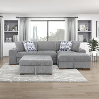 Odesser 115"W 3-Piece Chenille Sectional Sofa Sleeper with Chaise and Ottoman by Latitude Run