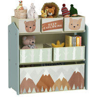 Toy Organizer with 6 Storage Bins, 25" x 12" x 26", Green by Redwood Rover