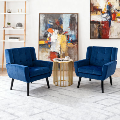 Tufted Upholstered Wide Back Armchair by George Oliver