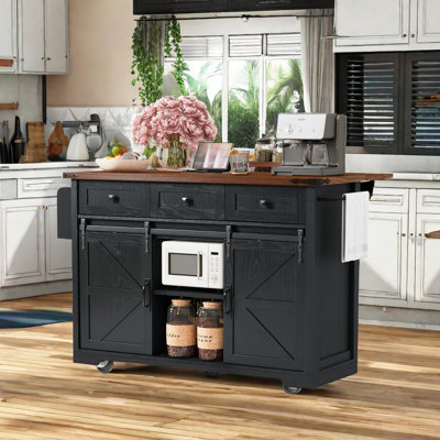 Karlik Rolling Kitchen Cart with Manufactured Wood Top by Gracie Oaks