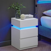 Karisia Nightstands with LED Lights, Adjustable Light Colours, 3 Drawers, Side Table, Modern Style by Wrought Studio