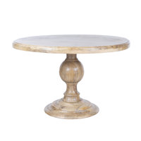 Klaira Elegant Antique Mango Wood Round Dining Table - Pedestal Base - Mango Teak Finish - 48"Dia. x 30"H by Loon Peak