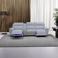 122.5" 4-Piece Lambswool Power Reclining Living Room Sofa with Wireless Charger by Hokku Designs