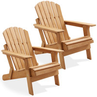 Set of 2 Oversized Folding Wooden Adirondack Chair by Casafield
