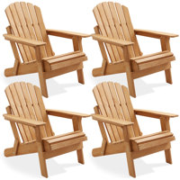 Set of 4 Oversized Folding Wooden Adirondack Chair by Casafield