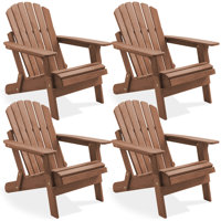 Set of 4 Oversized Folding Wooden Adirondack Chair by Casafield
