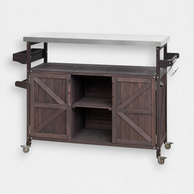 50.2" W Solid Wood Kitchen Island with Stainless Top by Gracie Oaks