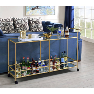 Dejerinett Bar Cart in Clear and Gold by Everly Quinn