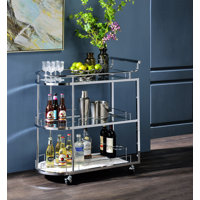 Martavious Bar Cart in Clear and Chrome by Orren Ellis