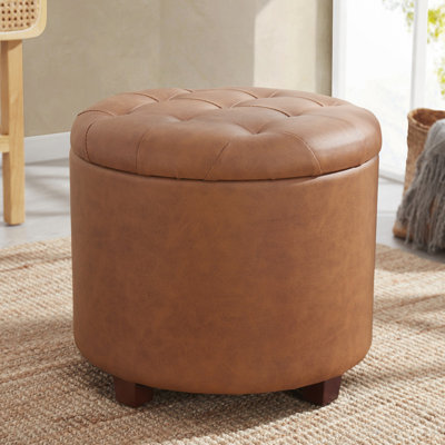 Crompton 18" Tufted Round Storage Ottoman by Ebern Designs