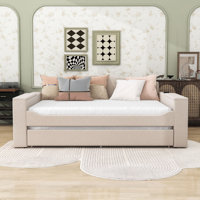Ornie Wood Upholstered Daybed with Storage Armrests, Trundle and Integrated Bluetooth Audio System by Latitude Run