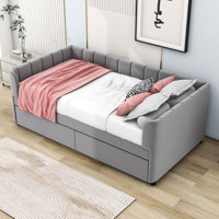 Longway Twin Upholstered Daybed with Ergonomic Design Backrest and 2 Drawers by Latitude Run