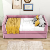 Longway Twin Upholstered Daybed with Ergonomic Design Backrest and 2 Drawers by Latitude Run