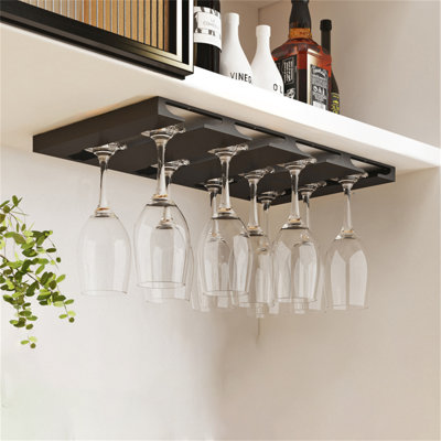 Nazif Wall Mounted Wine Glass Rack Black