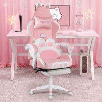 Ivy Bronx Gaming Chair With Cat Ears And Cat Paw Cushion Pillow,cute Computer Chair For Girl With Footrest by Ivy Bronx