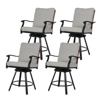 Tansi Herder Swivel Metal Outdoor Bar Stool with Wicker Backrest by Wildon Home