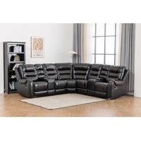 Ilia 96.8" Wide 3 - Piece Vegan Leather Power Reclining Sectional with Console Storage & Cup Holder by Red Barrel Studio