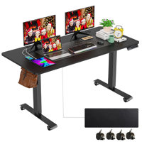Maurycy 63" Electric Height Adjustable Standing Desk With 4 Casters, 2 Hooks, Big Mouse Pad by Inbox Zero
