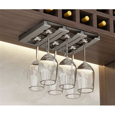 Dominador Wall Mounted Wine Glass Rack Gray by Prep & Savour
