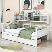 Wood Daybed with Shelves and Drawers by Red Barrel Studio