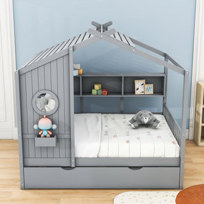 Aaldrik Wood House Daybed With Twin Size Trundle by Harper Orchard