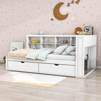 Tou Wood Daybed with 2 Drawers and Shelves