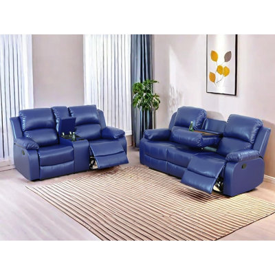 Waunda 2 Pieces Leather Manual Reclining Living Room Sofa Set by Latitude Run