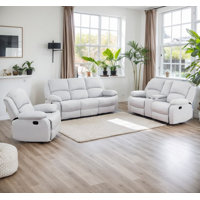 Mobili Fabric 3 Pcs Recliner Set With Cupholder ,Drop Down Table by Latitude Run