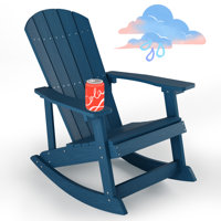 Outdoor Rocking Chair,Adirondack Rocking Chair,Patio Rocker Chair With Wide Back,Oversized Rocker Chair Look Like Real Wood, For Lawn, Porch, Backyard by Highland Dunes