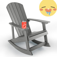Outdoor Rocking Chair,Adirondack Rocking Chair,Patio Rocker Chair With Wide Back,Oversized Rocker Chair Look Like Real Wood, For Lawn, Porch, Backyard by Highland Dunes