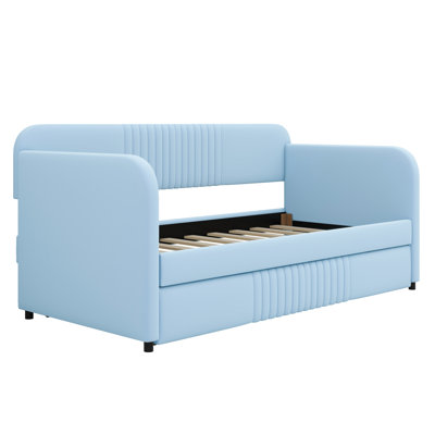 Upholstered Daybed Sofa Bed With Trundle Bed And Wood Slat