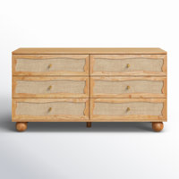 Tourmaline Natural Wood & Rattan Wavy Dresser by Joss & Main