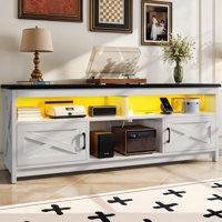 Twanna LED 65" Farm House TV Stand With Power Outlet Media Storage For Tvs Up To 75" by Wrought Studio
