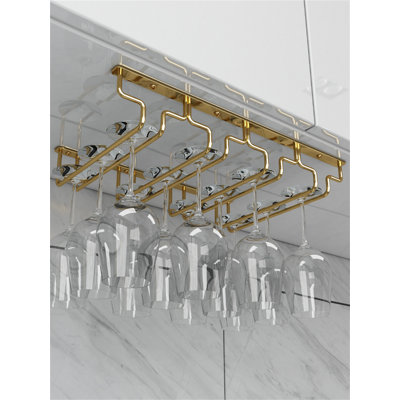 Aneiyah Hanging Wine Glass Rack Gold by Mercer41