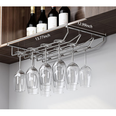 Conovan Hanging Wine Glass Rack Silver by Latitude Run