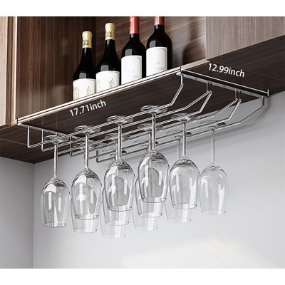 Conovan Hanging Wine Glass Rack Silver by Latitude Run