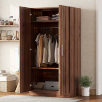 Wooden Wardrobe With Inner Shelves by Loon Peak