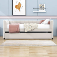 Twin Upholstered Daybed with Backrest and Trundle by Everly Quinn
