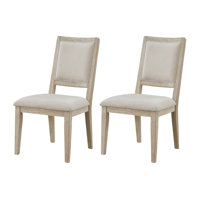 Elrita White Washed and Beige Upholstered Side Chairs by Gracie Oaks