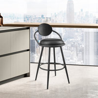 Tammis Swivel Counter or Bar Stool with Black Iron Frame and Faux Leather by Orren Ellis