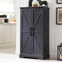 Farmhouse Kitchen Pantry, Storage Cabinet With Barn Doors