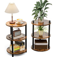 Ladonta Round End Table, 3-Tier Storage Shelves (Set of 2) by 17 Stories