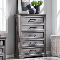 Quintone 46" Farmhouse 5 Drawer Dresser,Tall Chest of Drawer With Anti-Tip for Bedroom