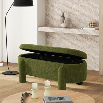 Ailisha 49" Oval Fully Upholstered Storage Bench, Moss Green by Ivy Bronx