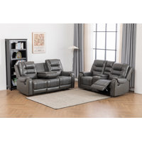 Ilyia Two Tone Vegan Leather 2-PC Livingroom Reclining Set by Red Barrel Studio