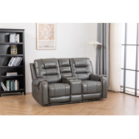 Ilyia Two Tone Vegan Leather Livingroom Reclining Loveseat by Latitude Run
